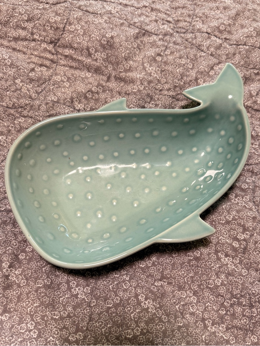 Whale Shark Ceramic Trinket Dish in Seafoam